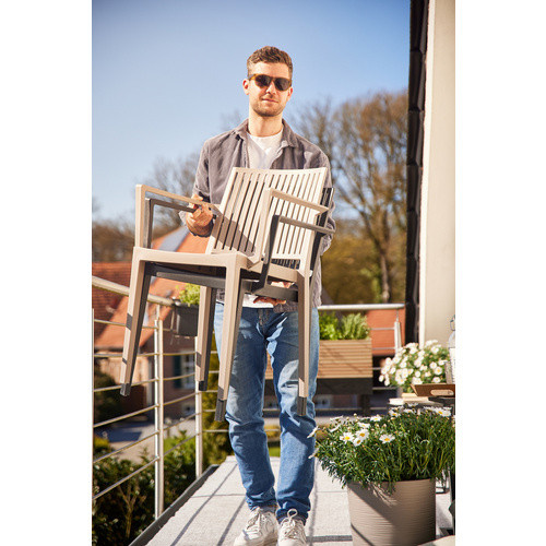 Siena Garden Stapelstuhl Lane mit Armlehnen in Taupe und Beige - Bild 2