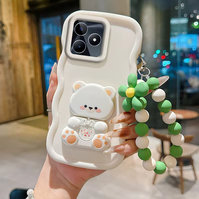 Wellenförmige Silikon Handyhülle mit Lanyard für Realme Note 60 C65 C63 C55 C53 C75 C67 Narzo 70X N65 N55 N53 in Weiß - Bild 2