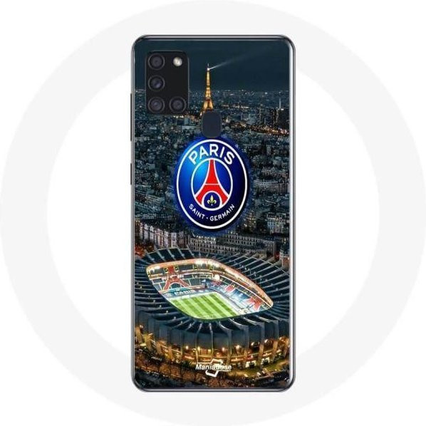 Maniacase Handyhülle für Samsung Galaxy A21S mit PSG Logo und Eiffelturm in Schwarz - Bild 1