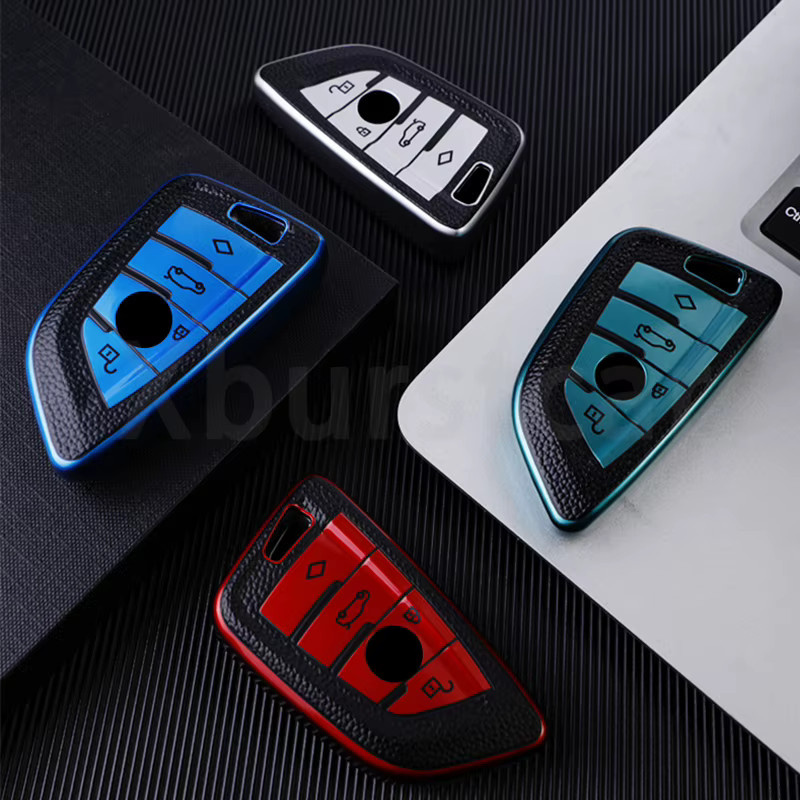 Xburstcar Auto Fernbedienung Schlüssel Schutzhülle aus TPU und Leder für BMW 1/3/5/6/7 Serie, G20, G30, G32, G11, F20, Z4, F48, F39, X1, X3, X5, X6, X7, G01, G02, F15, F16, G07 - Bild 4