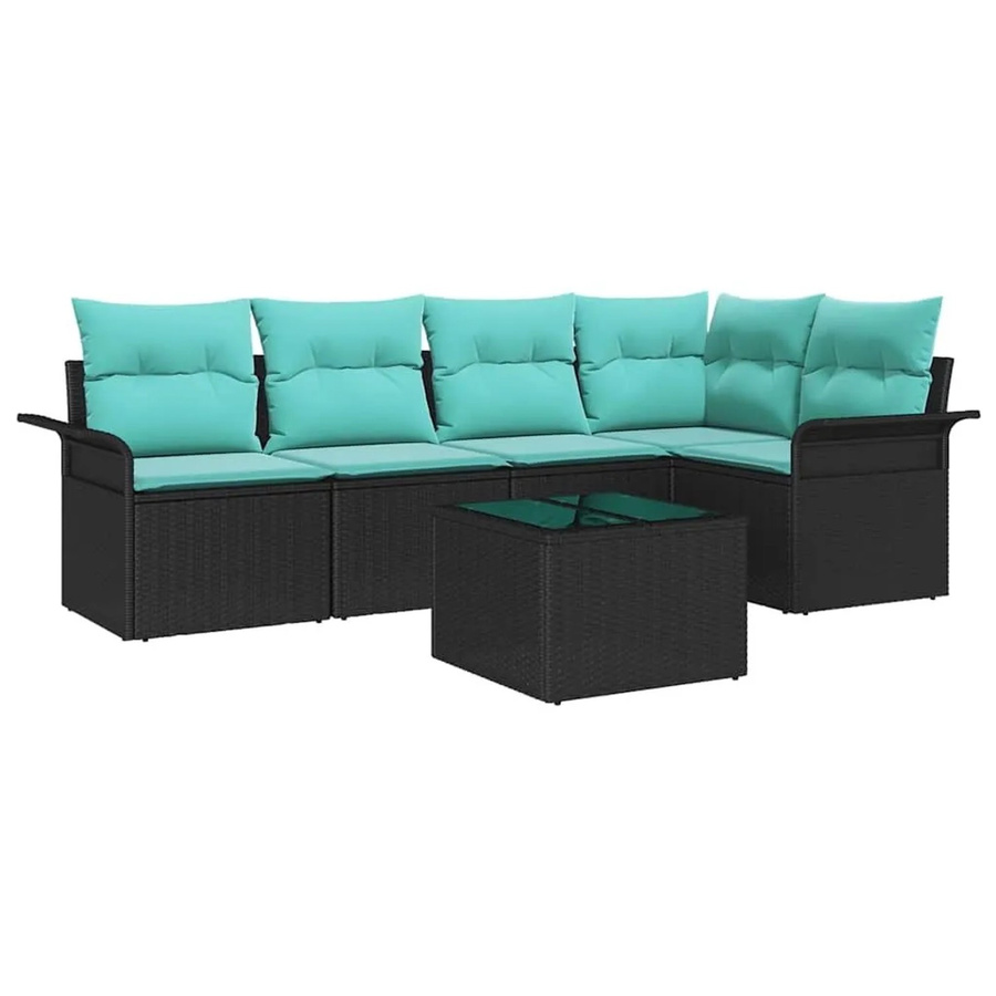 vidaXL Gartensofa-Set aus Poly-Rattan in Schwarz mit 6 Teilen, L-Form und integriertem Stauraum für Kissen - Bild 1