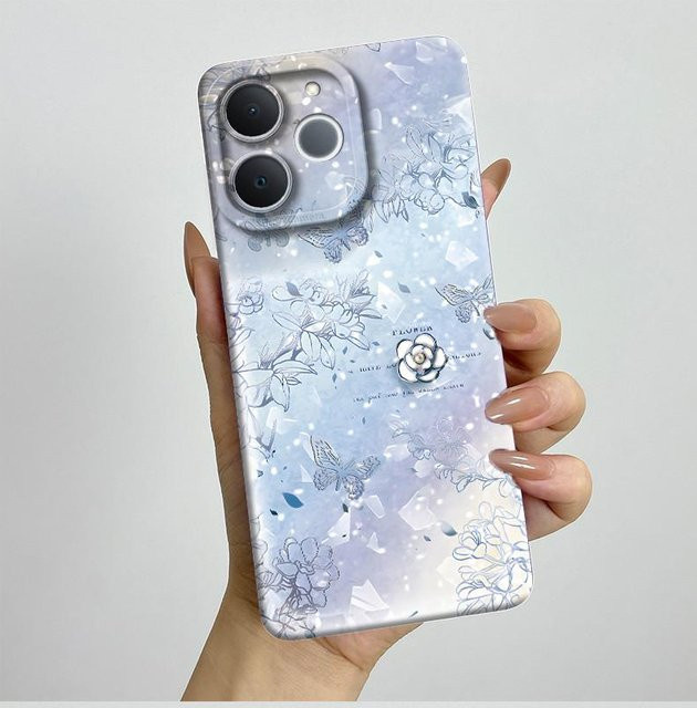 Realme Note 70T Handyhülle mit Schmetterlingsblumen Design in Multicolour, Anti-Drop Schutzhülle - Bild 1