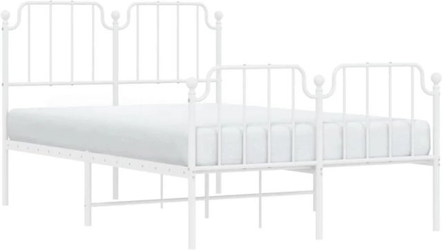 vidaXL Bettgestell aus Metall mit Kopfteil und Fußteil in Weiß, B/T/H: 120 x 200 cm - Bild 1