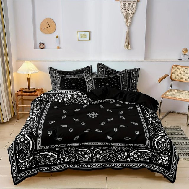 Lodestar Bettwäsche-Set Paisley Mandala in Schwarz mit Kissenbezug im Boho-Stil, B/H: 135 x 200 cm - Bild 1