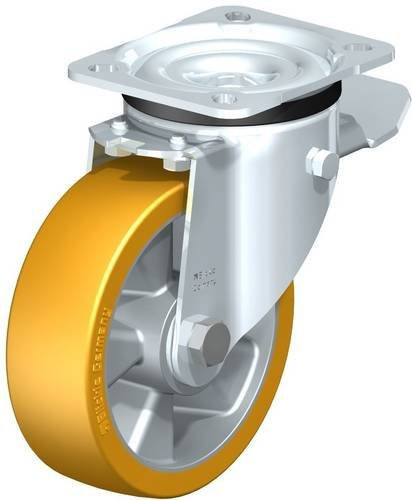 Blickle Lenkrolle LK-ALTH 125K-1-ST mit Feststeller in Silber und Gelb, Rad-Durchmesser: 125 mm, Tragfähigkeit: 350 kg - Bild 1