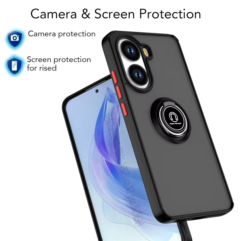 Xiaomi Panzerhülle für Poco X8 Pro Max X7 X6 F8 Ultra F7 M8 M7 Pro Redmi Turbo 5Max mit magnetischem Ringhalter, mattiert und durchscheinend, Blau oder Schwarz - Bild 3