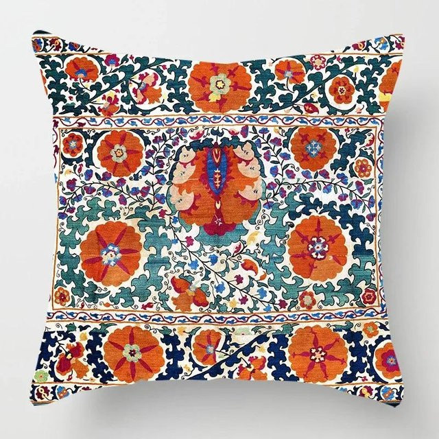 GUOYU HOMEDECOR Kissenbezüge aus Leinen mit ethnischem Persischem Teppichdruck in Multicolour, Boho Design, B/H: 40,64 x 40,64 cm - Bild 1