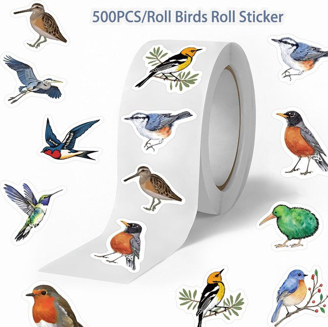 500 Stück Bunte Vogel-Spatz-Aufkleber in Aquarell-Optik für Scrapbook und Dekoration, Mehrfarbig - Bild 1
