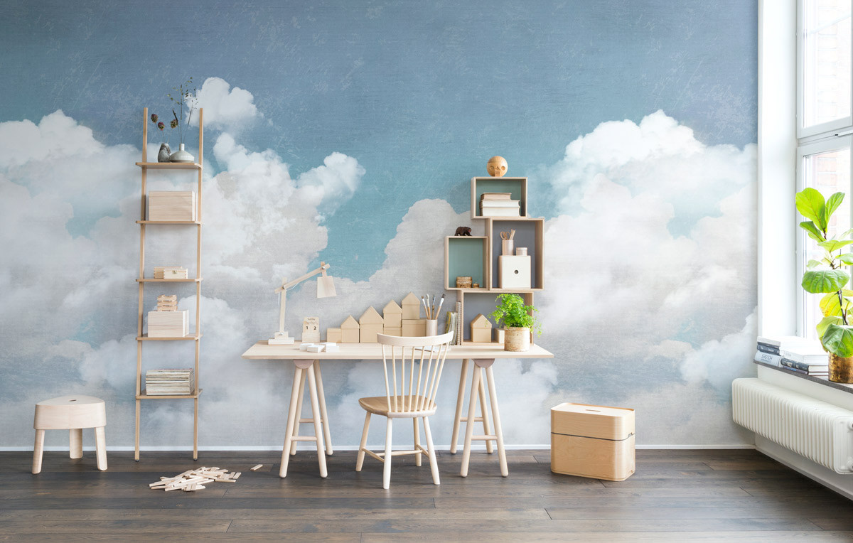 Rebel Walls Wandtattoo Cuddle Clouds in Blau im skandinavischen Design für Kinderzimmer - Bild 1
