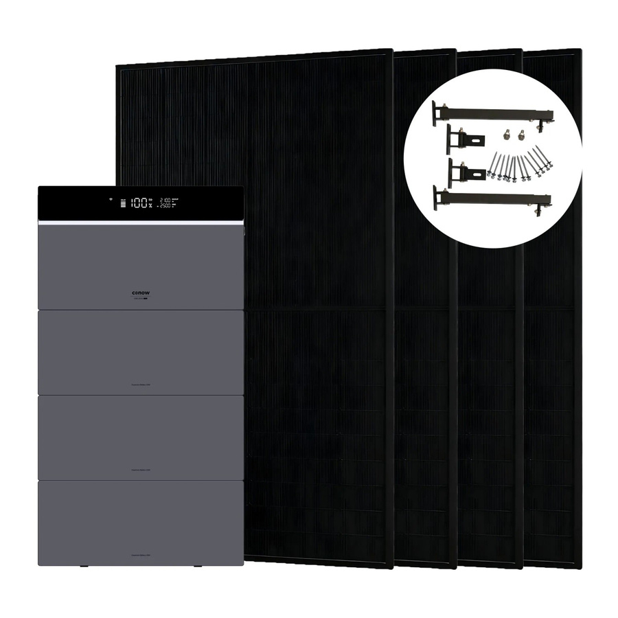 Conow CBE2000 Pro Balkonkraftwerk 1820W mit Flachdach-Halterung und 3 CBE2000 Erweiterungsakkus in Schwarz und Grau - Bild 2