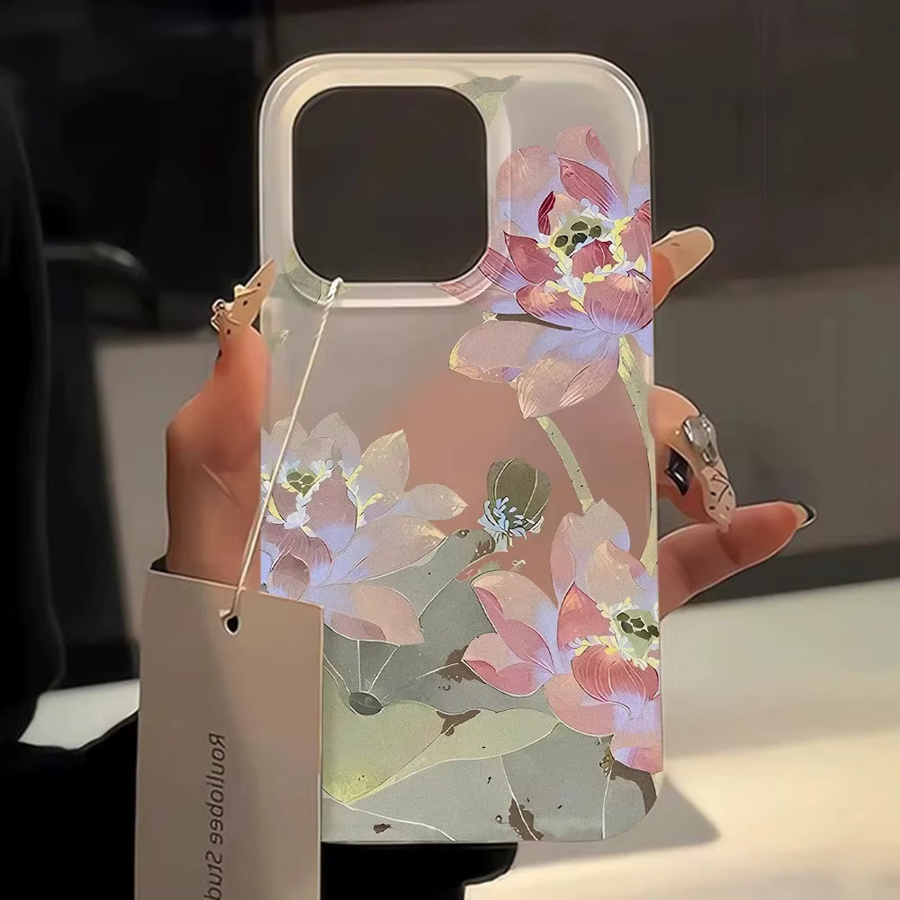 Transparente Lotus Handyhülle für Apple iPhone 17 16 15 14 13 12 11 Pro Max Plus mattiert und stoßdämpfend - Bild 3