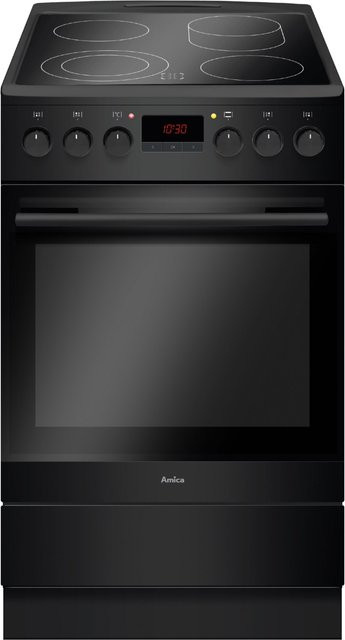 Amica Elektroherd SHC 11503 SM in Schwarz mit Glaskeramikfeld, 65 l Volumen, 4 Kochzonen und Pizza-Stufe - Bild 1