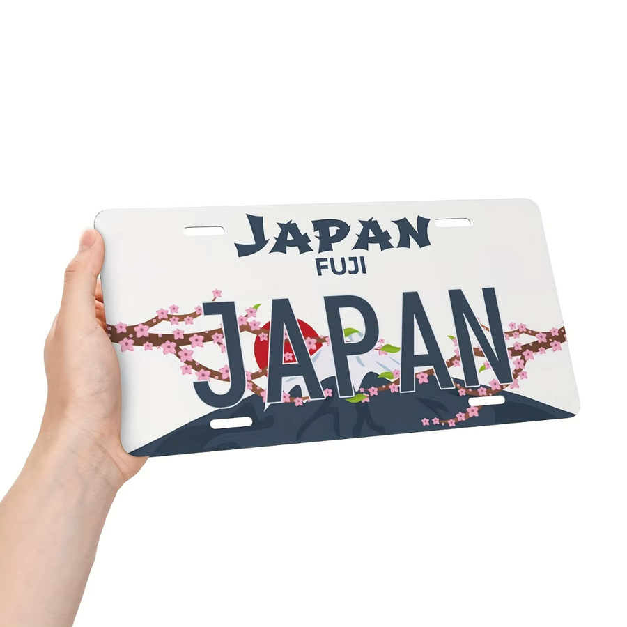 Personalisiertes Aluminium-Nummernschild von CIFBUY im JDM-Stil mit Mount Fuji-Motiv, schwarze Wanddekoration aus Metall - Bild 2