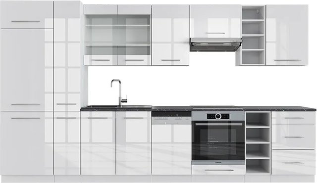 Vicco Fame-Line Küchenzeile Weiß Hochglanz und Anthrazit, Breite: 355 cm - Bild 1
