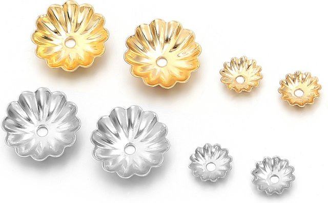 louleur Perlen Kappen, Edelstahl, Blume, 6/10mm, Unisex - Bild 1