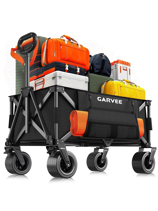 HiMISS Outdoor-Campingwagen mit 8-Zoll-Rädern und verstellbarem Griff aus 600D Oxford-Stoff, faltbarer Allterrain-Trolley für Picknick und Garten - Bild 6