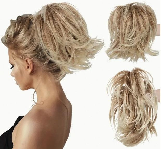 NICESY Pferdeschwanz und Chignon-Extensions, 20cm, beige, Damen - Bild 1