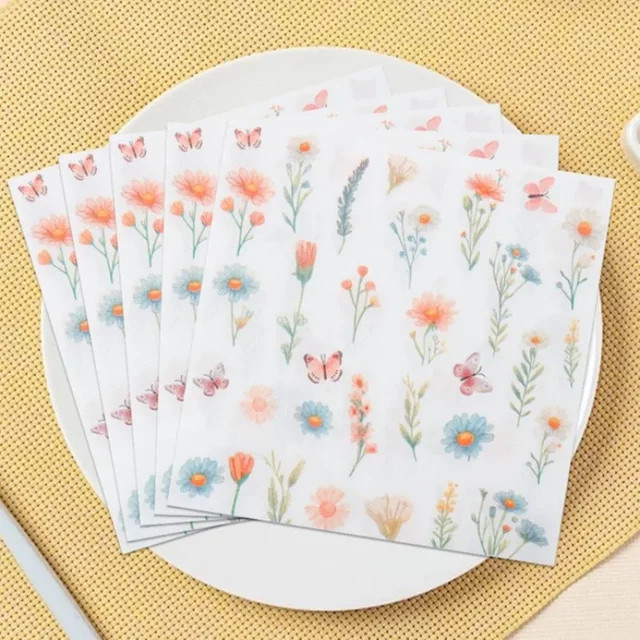 GUANYAO Einweg Servietten mit Schmetterlings- und Blumenmuster, 2-lagig, Multicolour, Breite: 33 cm, 20 Stück - Bild 1