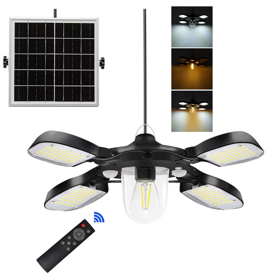 Solar-LED-Pendelleuchte in Schwarz mit Bewegungssensor, Fernbedienung und 5 Beleuchtungsmodi, IP65 wasserdicht für Innen und Außen - Bild 9