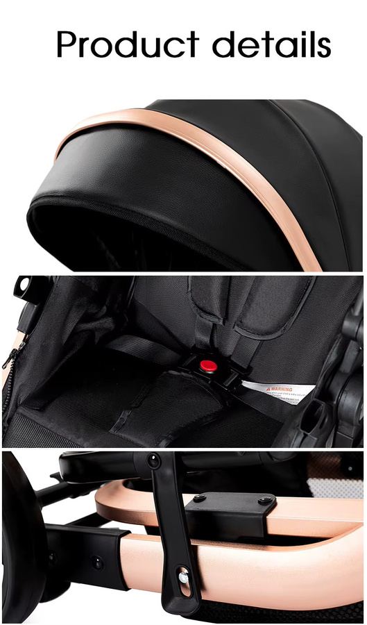 Oubeauou 3-in-1 Reisekinderwagen mit Wickeltasche für Neugeborene und Kleinkinder in Blau oder Schwarz - Bild 7