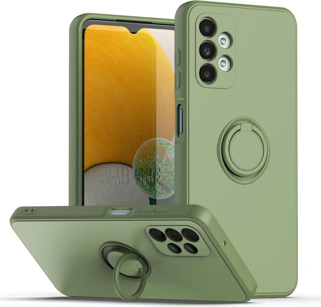 Luxus Flüssigsilikon Hülle für Samsung Galaxy S26 S25 S24 S23 Ultra Plus FE A54 5G A33 A32 A51 A52 A71 A72 mit magnetischem Ring Halter in Grün - Bild 1