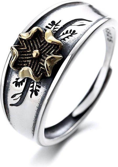 Ring 925 Silber, Blume, Schwarz, Damen - Bild 1