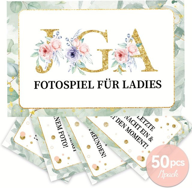 50 Stück Fototack JGA 35 Herausforderungskarten für Frauen, Hochzeit und Party - Bild 1