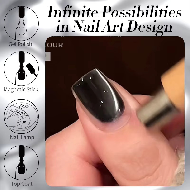 BORN PRETTY Magnetischer Gel-Nagellack, 10 ml, Schwarz, Glänzend - Bild 5