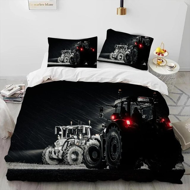 Bettwäscheset mit 3D-Fahrzeugdesign von Binchi Outdoor Product, Set aus Bettbezug und Kissenbezügen in Schwarz, B/H: 70 x 133 cm - Bild 1