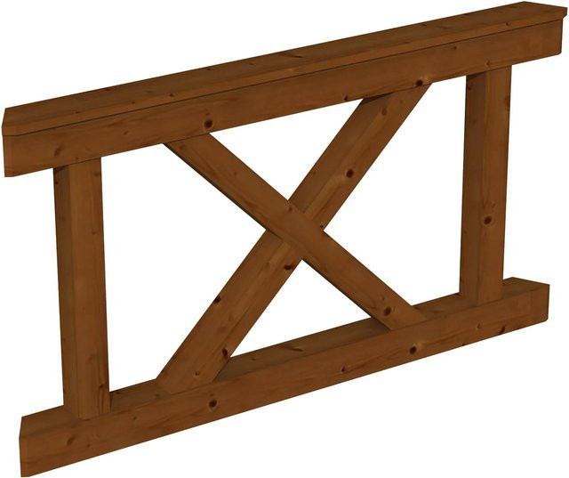 Skan Holz Brüstung Andreaskreuz aus Fichte in Nussbaum, B/H: 150 x 84 cm - Bild 1