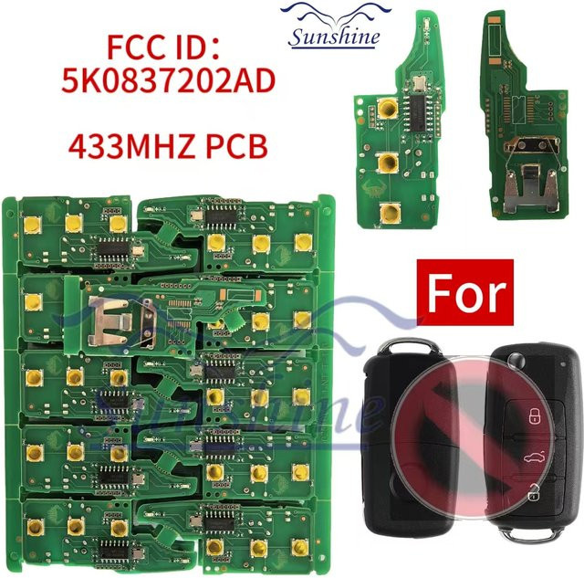 QCONTROL Funkschlüssel 434,4 MHz für VW Golf Tiguan Amarok Polo Passat CC SEAT Skoda Octavia Jetta Beetle in Grün - Bild 1