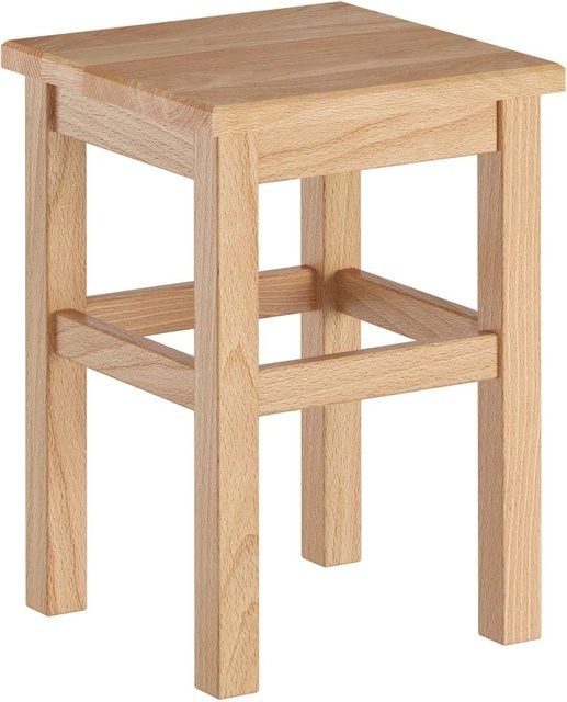 Massiver Sitzhocker Erst-Holz aus Buche in Natur, B/T/H: 32 x 32 x 45 cm - Bild 1