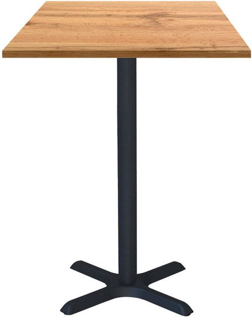 RestooTab Stehtisch Dina quadratisch in Eiche mit schwarzem Gestell, B/T/H: 60 x 60 x 112 cm - Bild 1