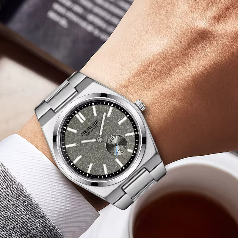 MEIRUIQI Armbanduhr Edelstahl, Automatik, Silber, Herren - Bild 4