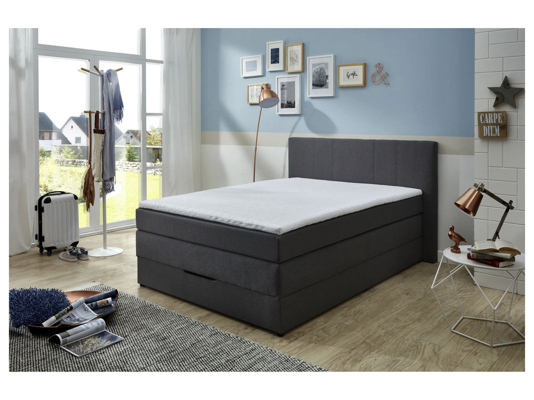 SUN GARDEN Boxspringbett Broome in Anthrazit mit Bonell-Federkern, Komfortschaum-Matratzenauflage und Kopfteil - Bild 3
