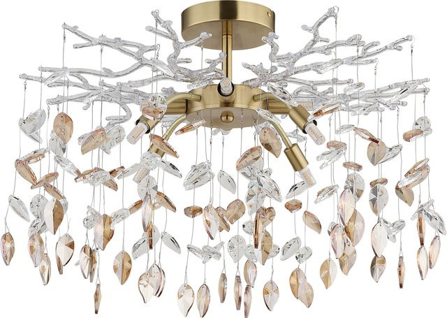 Deckenleuchte DANNA von GLOBO Lighting in Gold mit bernsteinfarbenen Glaskristallen und G9 Fassung - Bild 1