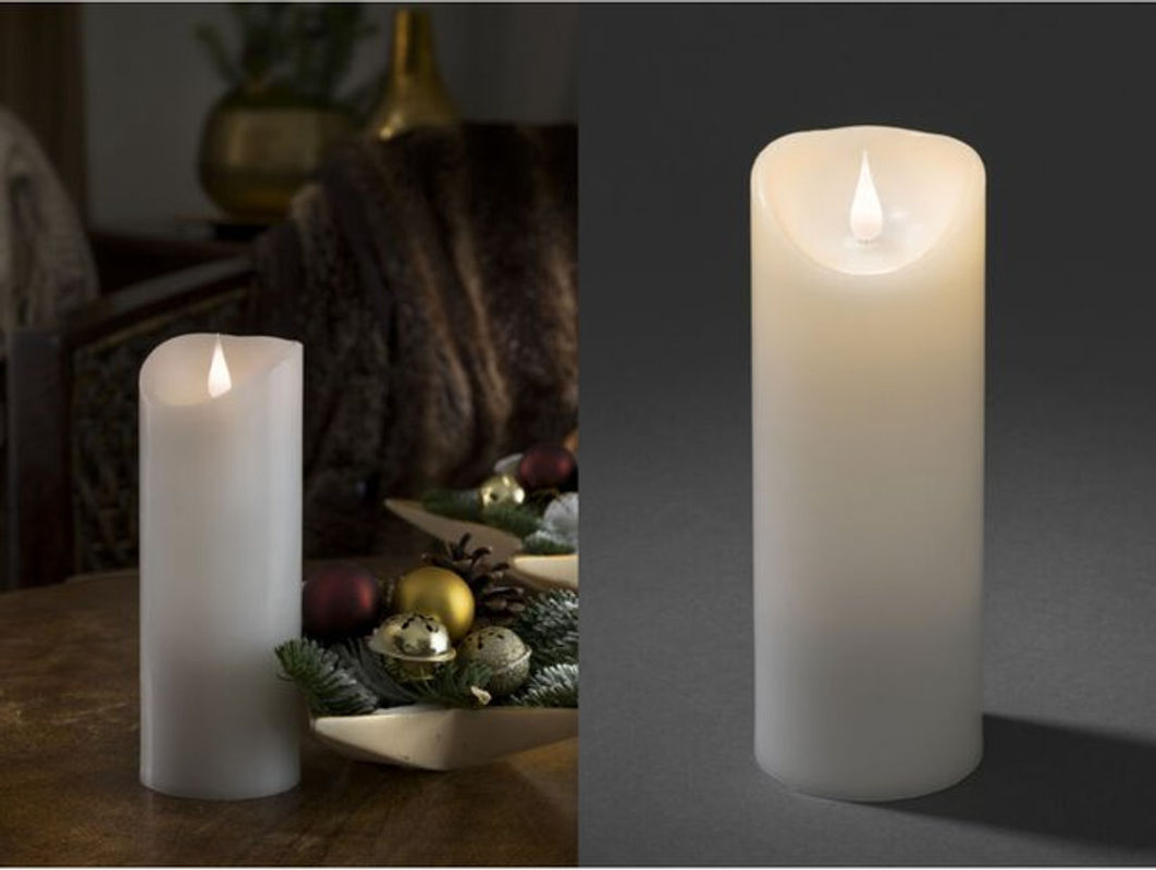 Konstsmide LED-Echtwachskerze Weiß mit Timer und Flackereffekt, Durchmesser: 7,5 cm, Höhe: 20,5 cm - Bild 2