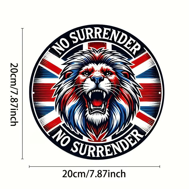 Rundes Aluminiumschild British Lion Never Surrender im Retro-Stil von Potdemiel, Durchmesser: 20,32 cm - Bild 2