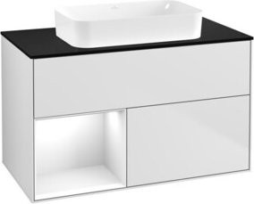 V&B Waschtischunterschrank Finion in Weiß lackiert, Breite: 100 cm, Tiefe: 60,3 cm - Bild 1
