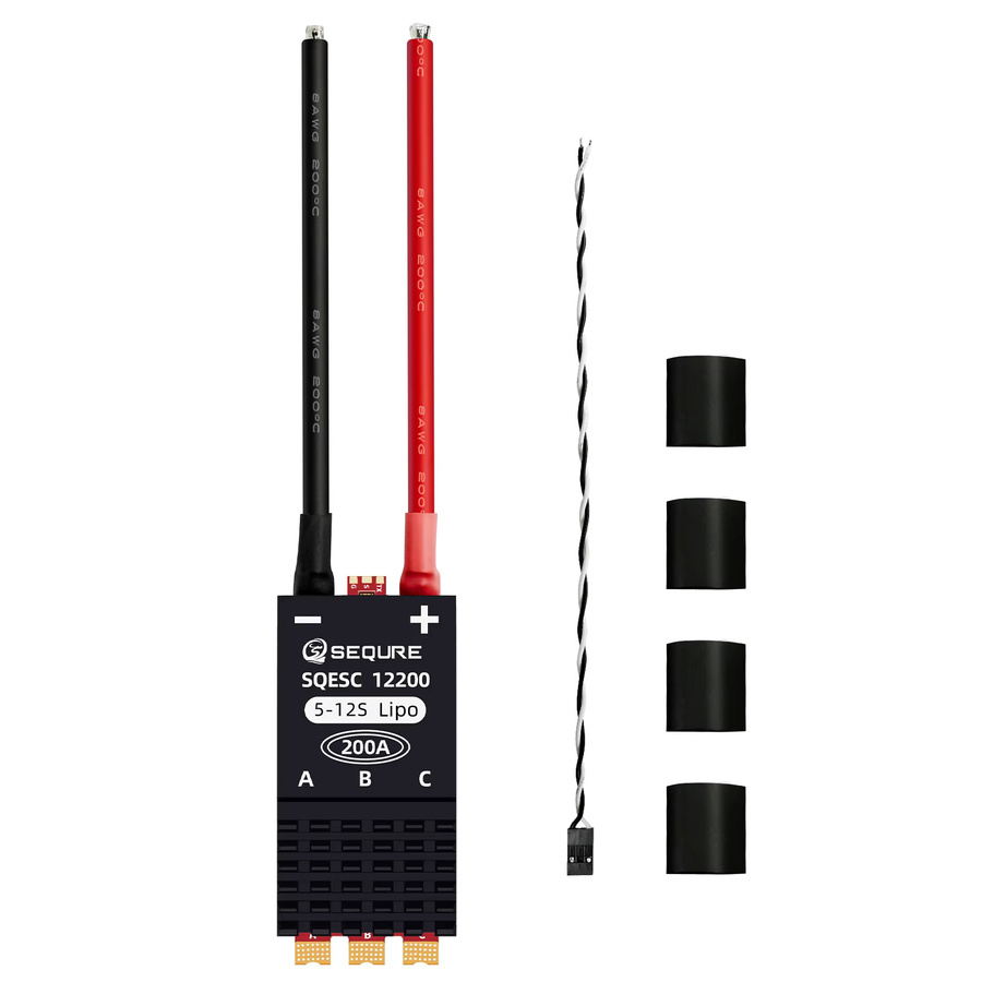SEQURE 12200 bürstenloser ESC 5–12S mit 200 A und 128 kHz PWM-Frequenz für Quadrocopter, Boote und RC-Automodelle in Schwarz - Bild 2