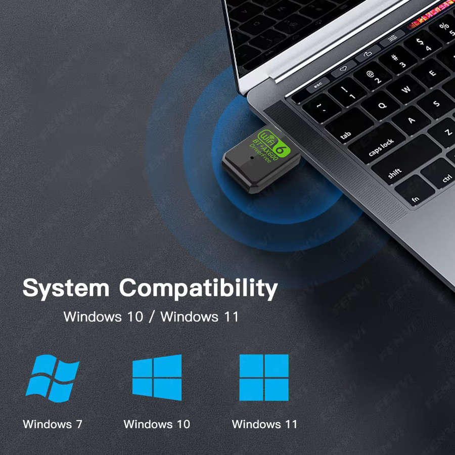 Fenvi 2-in-1 WiFi 6 AX600 und Bluetooth 5.4 Adapter Dual-Band 2,4G/5GHz Netzwerk-Dongle für PC und Laptop in Schwarz - Bild 3