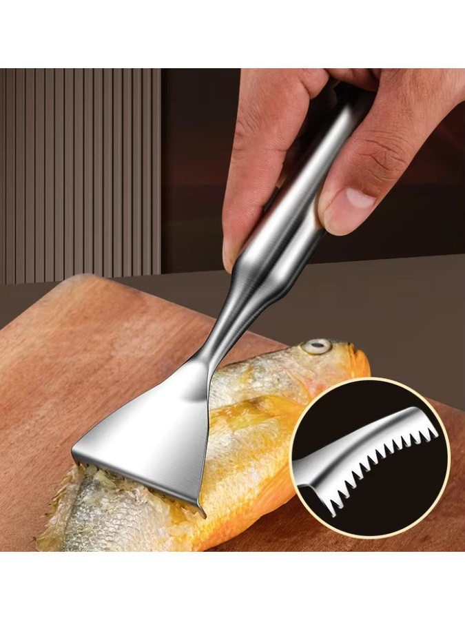 KOQZM Fischschuppenentferner aus Edelstahl in Silber mit Sägezahn-Schaber für die Küche - Bild 6