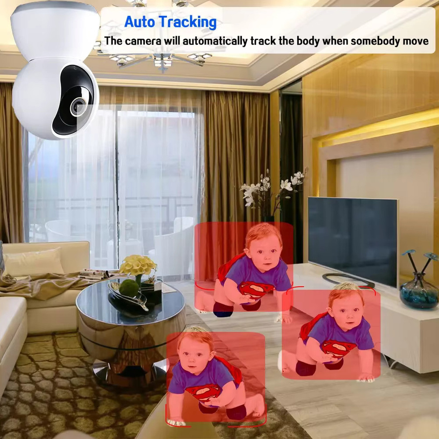 Tuya Smart Home Baby Monitor Mini Indoor Sicherheit IP Kamera mit 2K Auflösung, 5MP Wifi, PTZ Auto Tracking und Zwei-Wege-Audio in Weiß - Bild 2