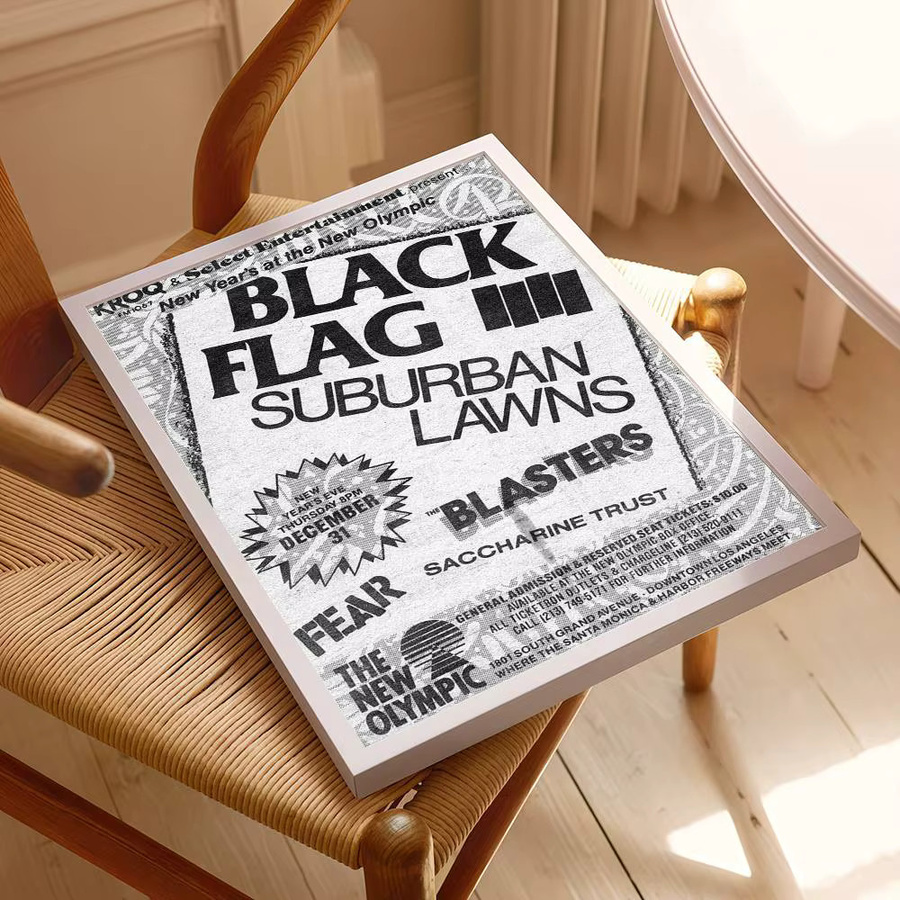 Vintage Punk Black Flag Band Poster in Schwarz als Retro-Wanddekoration aus Papier - Bild 6