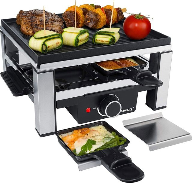 Steba Raclettegrill RC 104 in Schwarz und Silber mit Gusseisenplatte, Antihaftbeschichtung und einstellbarem Thermostat - Bild 2