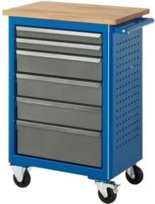 Rau Rollwerkbank Buche-Top mit 6 Schubladen und Pegboard in Blau - Bild 1