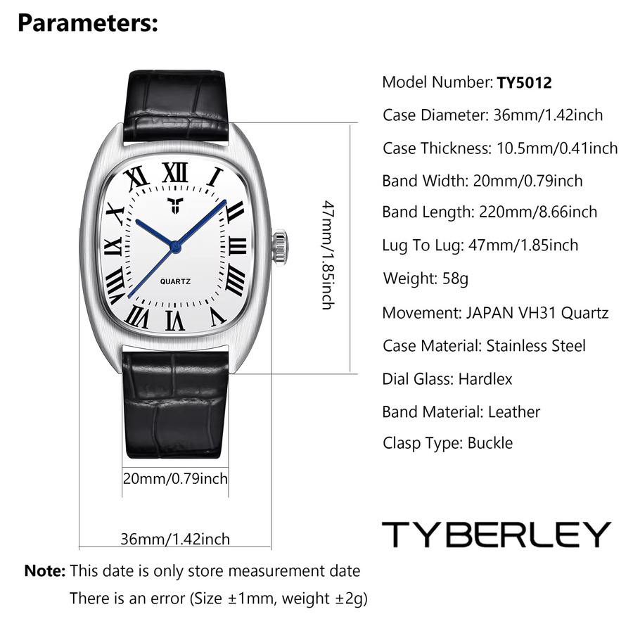 TYBERLEY Armbanduhr, Quarz, Edelstahl, Schwarz, Herren - Bild 6