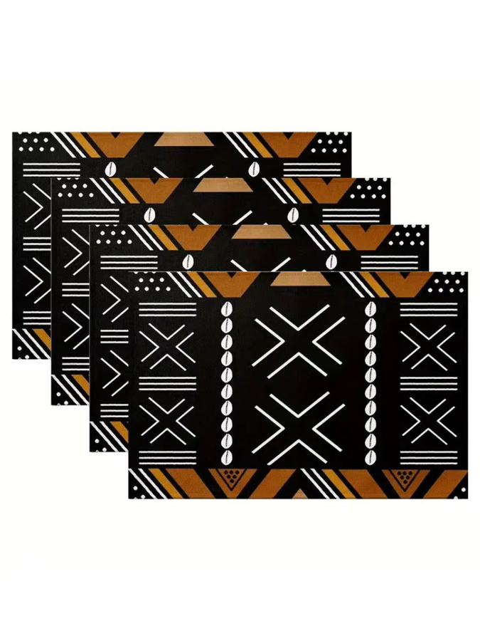 VIKAMA Afrikanisches Stammes-Tischset, 4-teilig, ethnisch, mehrfarbig, rutschfest und hitzebeständig, rechteckig, B: 40,0 cm, T: 30,0 cm - Bild 5