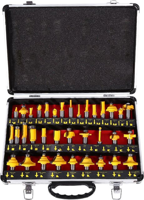 35-teiliges Aimo Fräser Set aus Stahl in Gelb mit 1/2 Zoll Schaft für die Holzbearbeitung - Bild 1