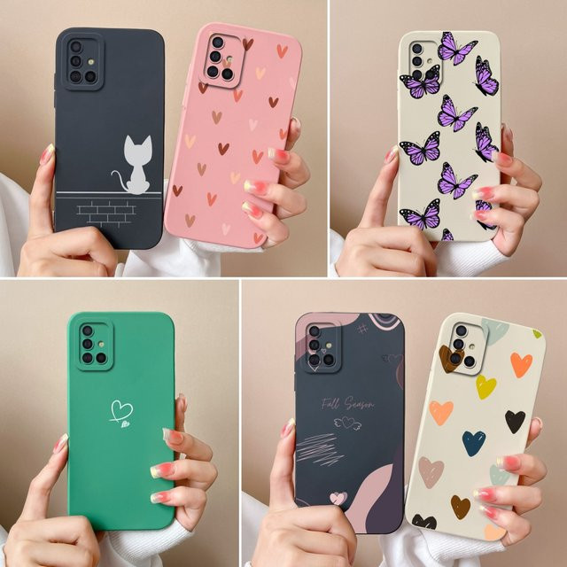 Samsung Galaxy A51 A71 A31 Silikon Handyhülle mit Herz-Flüssigkeitsdesign und Kameraschutz in Multicolour - Bild 1